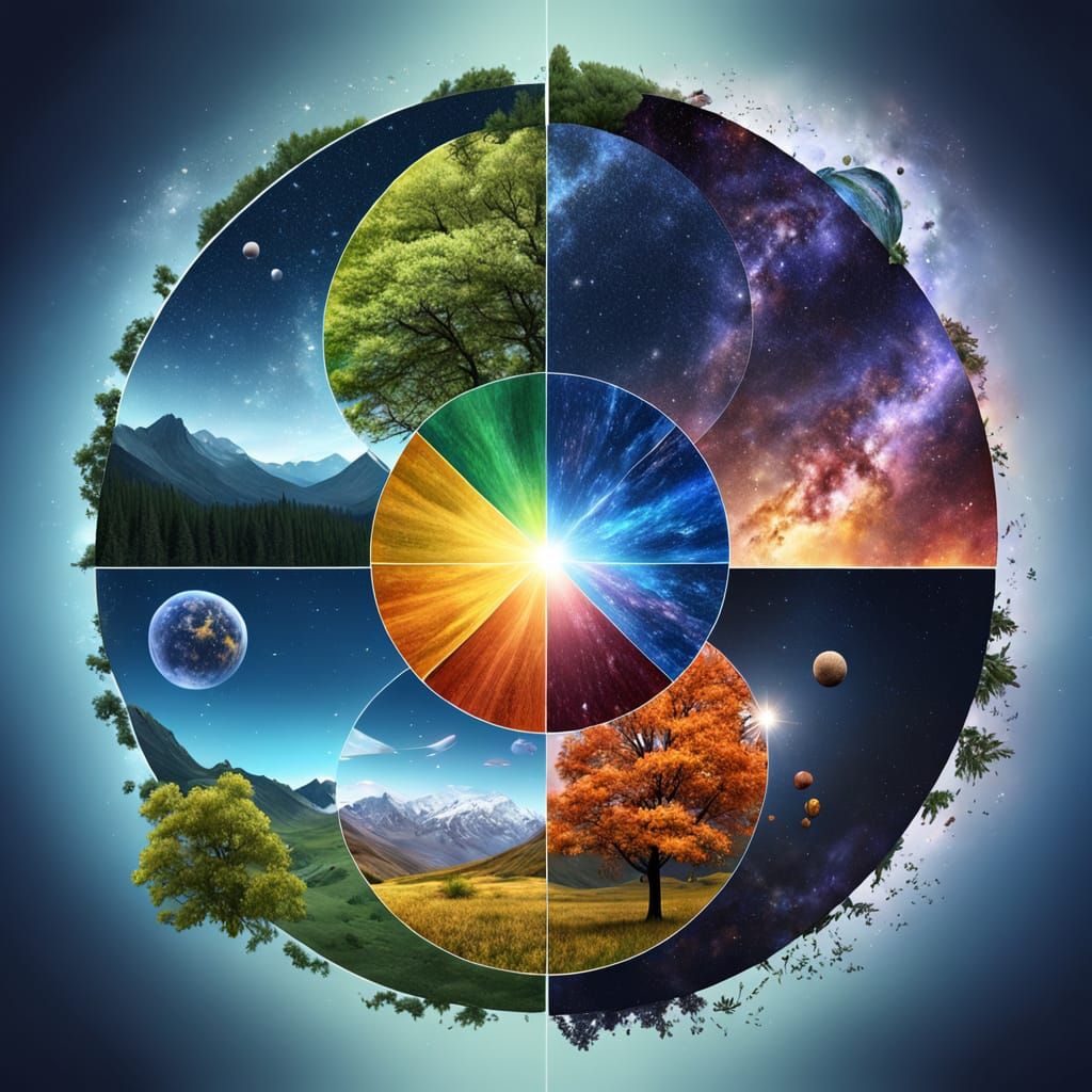 Cosmic Seasons Piechart: A Fantastical Universe of Spring, S...