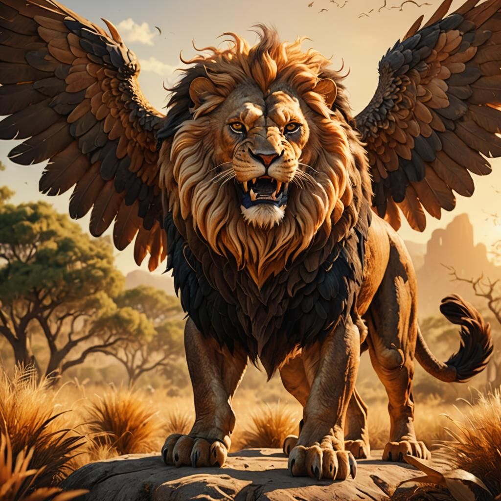 Regal Manticore in Golden Savannah