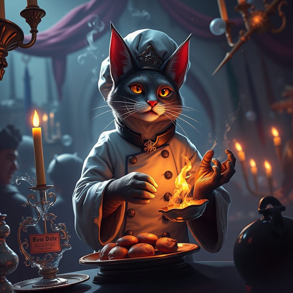 Gourmet Feline in Festive Feast Fantasy