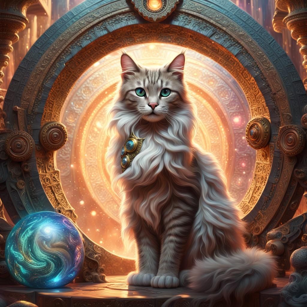 Ethereal Portal Cat in Fantasy Hyper Realism