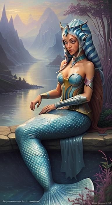 Ahsoka as Mermaid in Ethereal Luminism