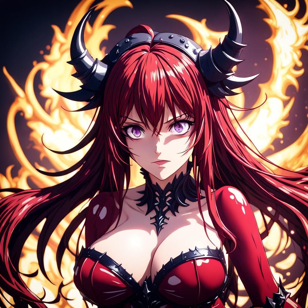 Exquisite Rias Gremory in Dark Fantasy Art