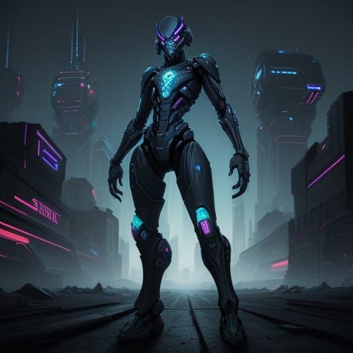 Cyberpunk Ghost Operative in Gritty Sci-Fi Cityscape