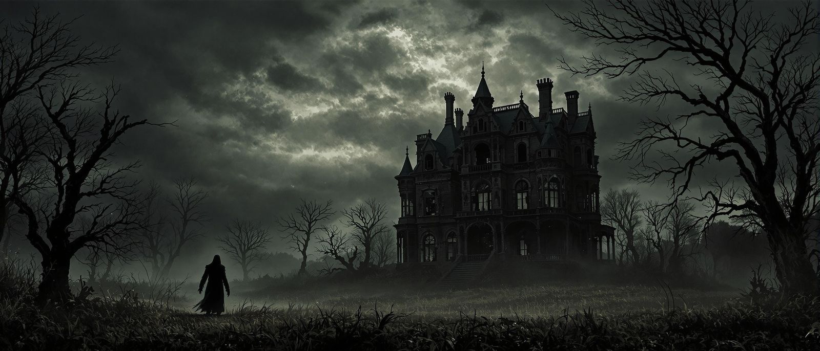 Eerie Victorian Mansion in Atmospheric Horror Style