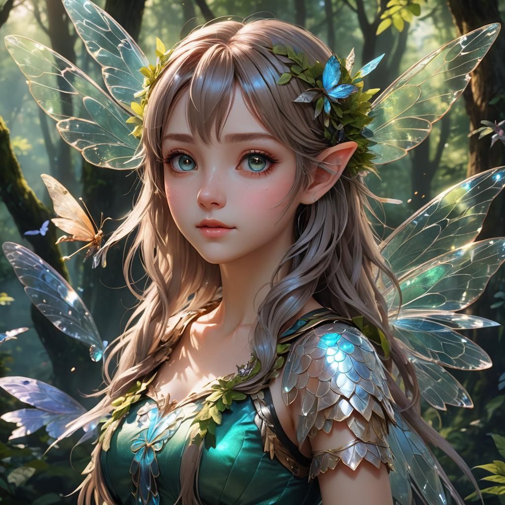 Cute Fairy Girl Portrait in 3D Anime Style