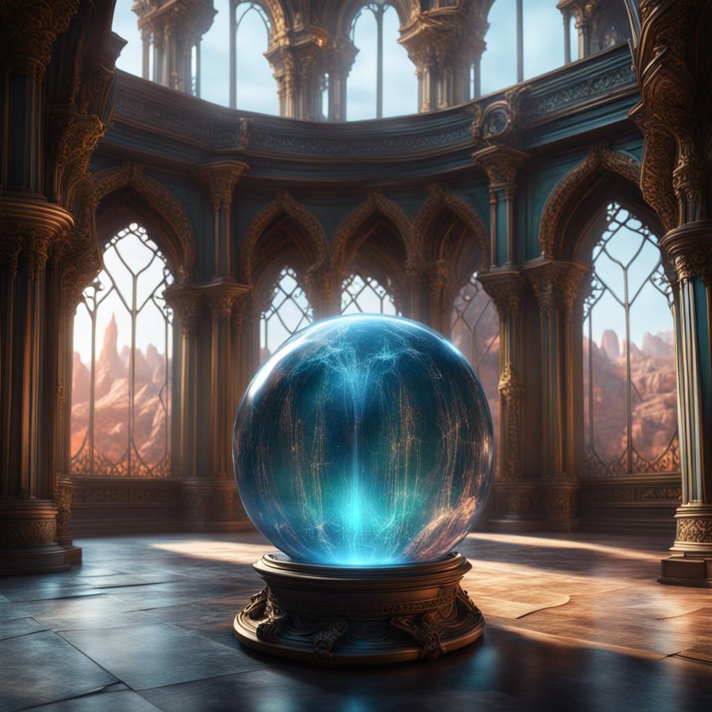 Glass Orb Palace: Detailed Matte Painting in 8k
