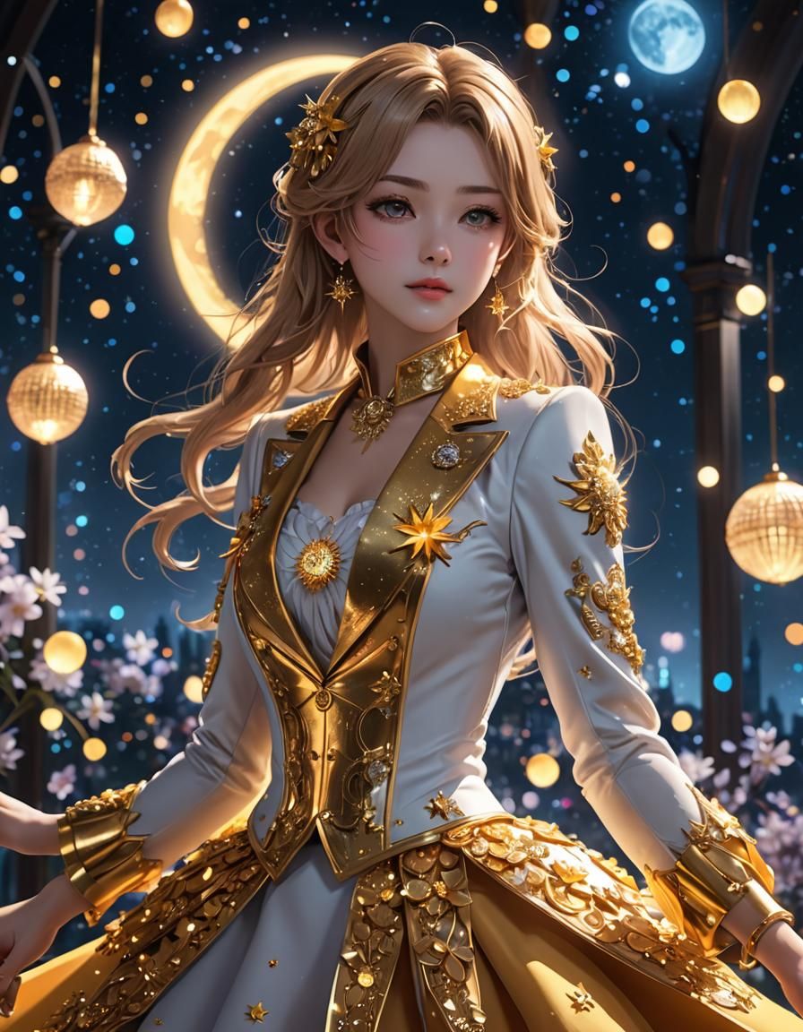 Honey Ballroom Suit with Moon and Stars Bokeh