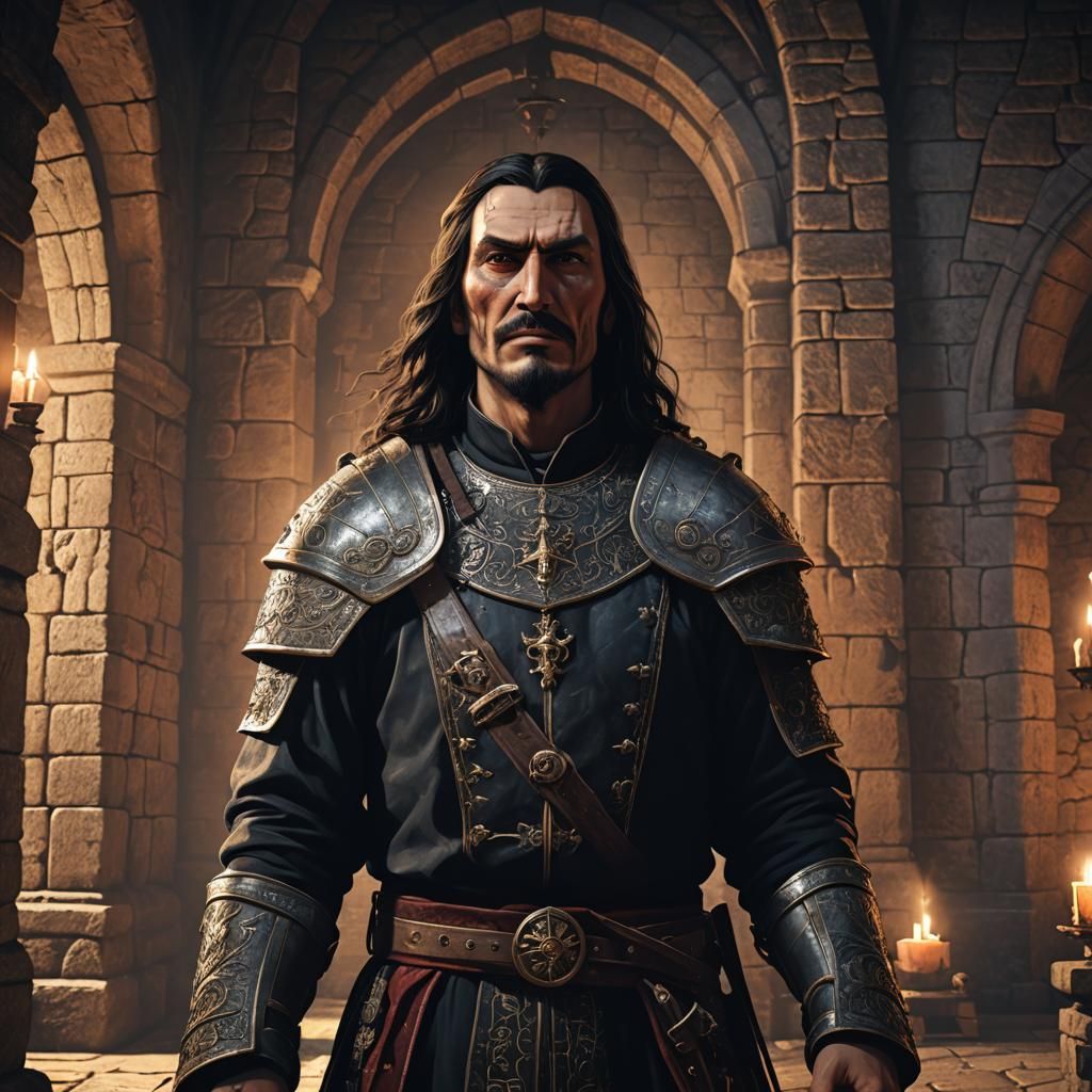 Medieval Warlord Portrait in Epic Game Art Style