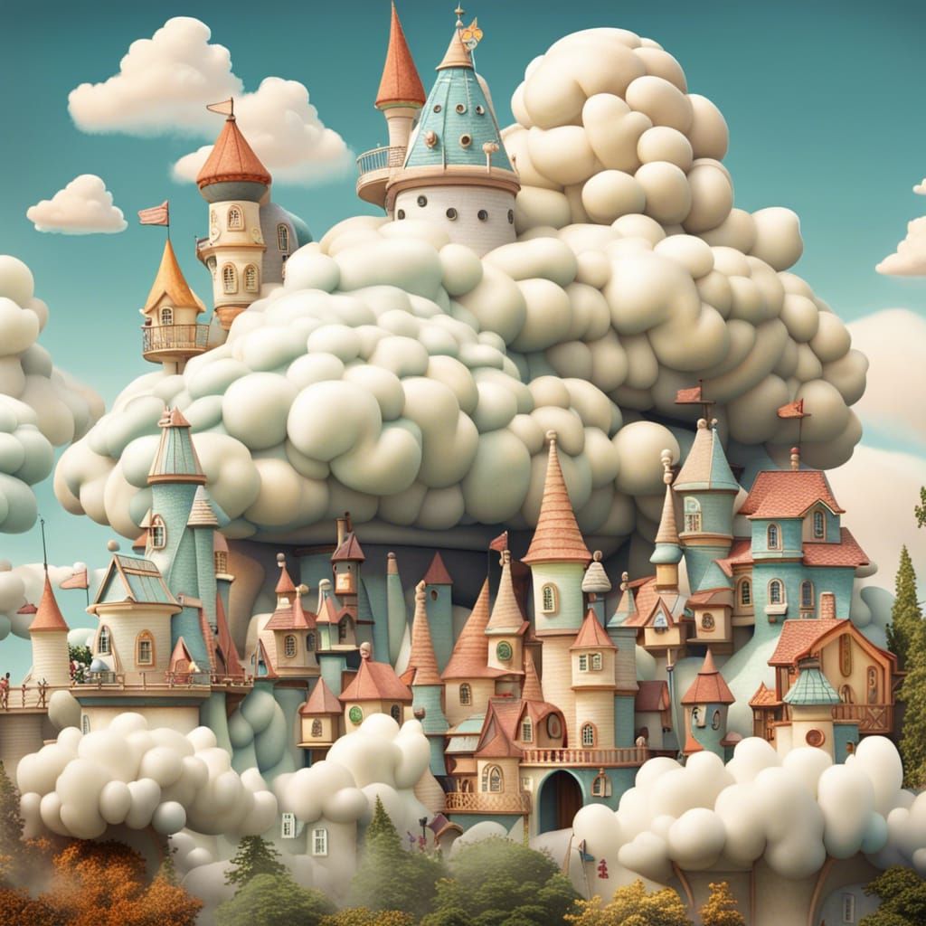 Fairytale Storybook Land with Cloud Structures