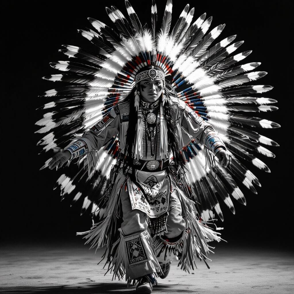 Apache Dancer in Motion: Black and White Film Photography