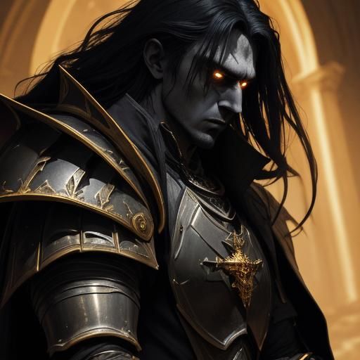 Armless Black Knight Heals in Dark Fantasy Art