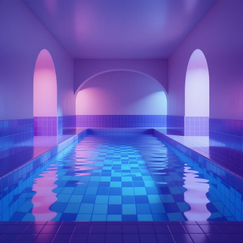 Dreamlike Liminal Space Swimming Pool in Hyperrealism