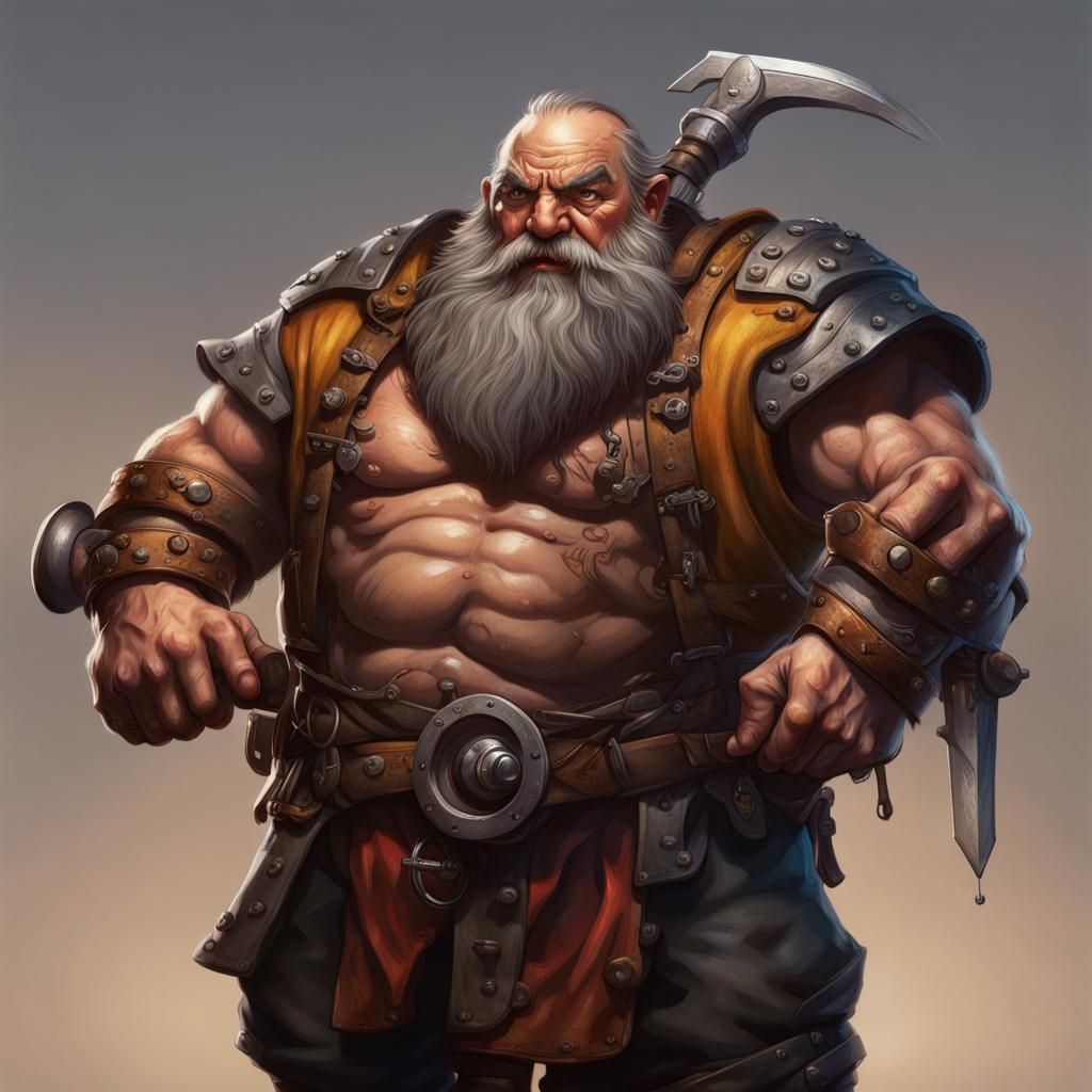 Detailed Blacksmith Dwarf Portrait in Hyperrealistic Style