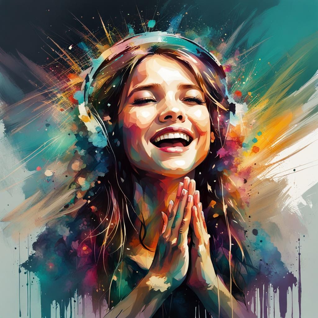 Cute Girl Singing and Praying in Muted Tones