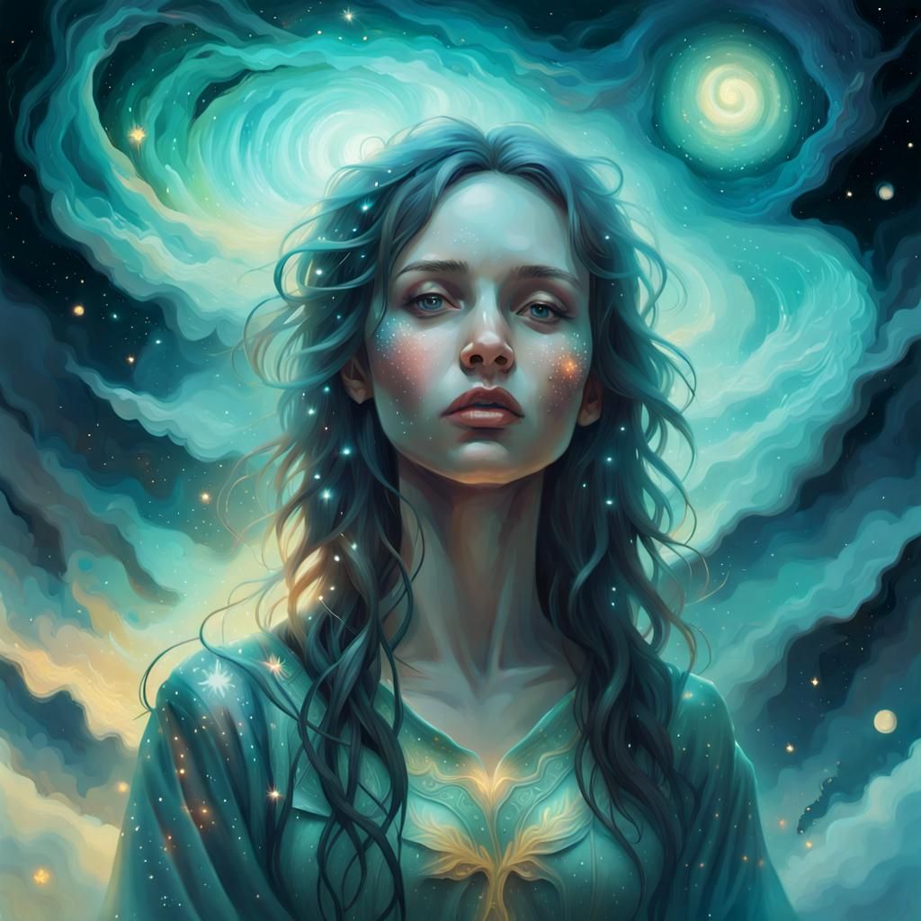 Ethereal Starscape: Ambient Playlist Cover in Watercolor