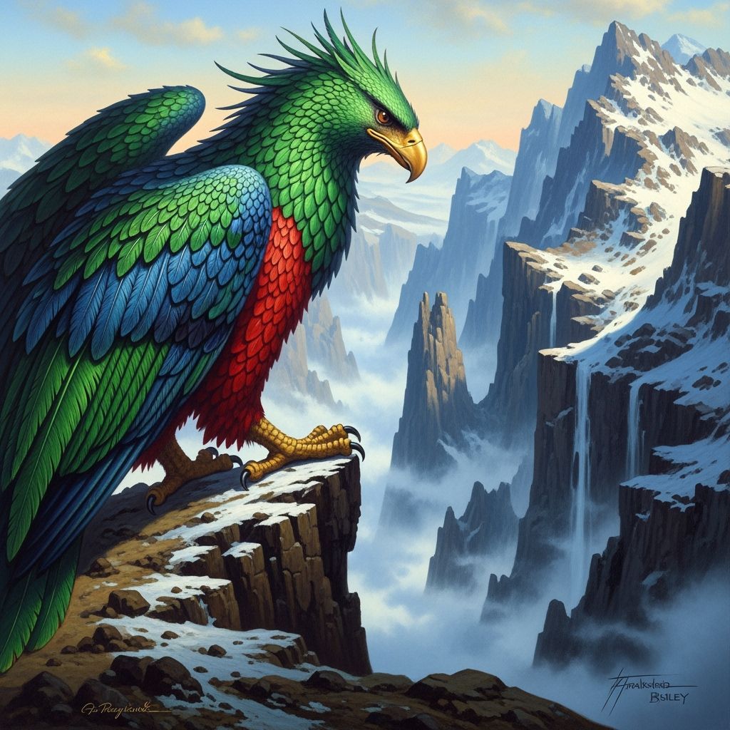 Griffin Overlook: A Fantasy Painting of Mountain Majesty