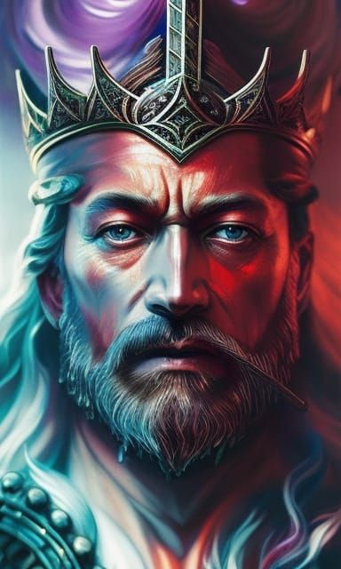 Majestic Viking King Portrait in Comic Book Style