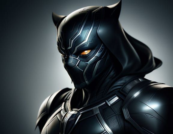 Dark Panther in Liquid Metal Armor, Cinematic Brushwork Styl...