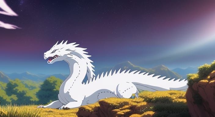 Anime Style White Dragon Concept Art