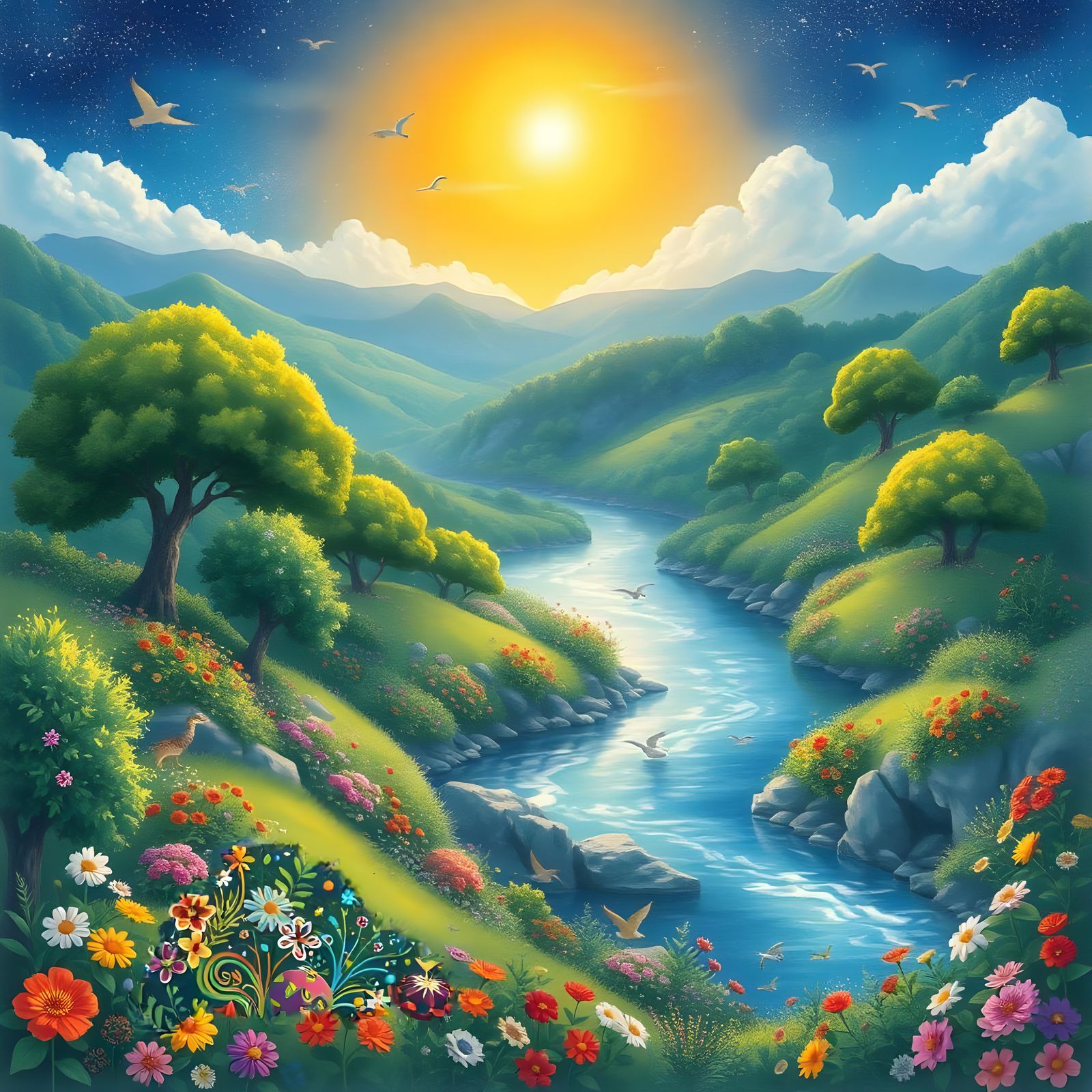 Os doy, árboles y flores, ríos, montes y océanos, las arboledas y flores, las llanuras y los lagos.
Dejo que el sol os c...