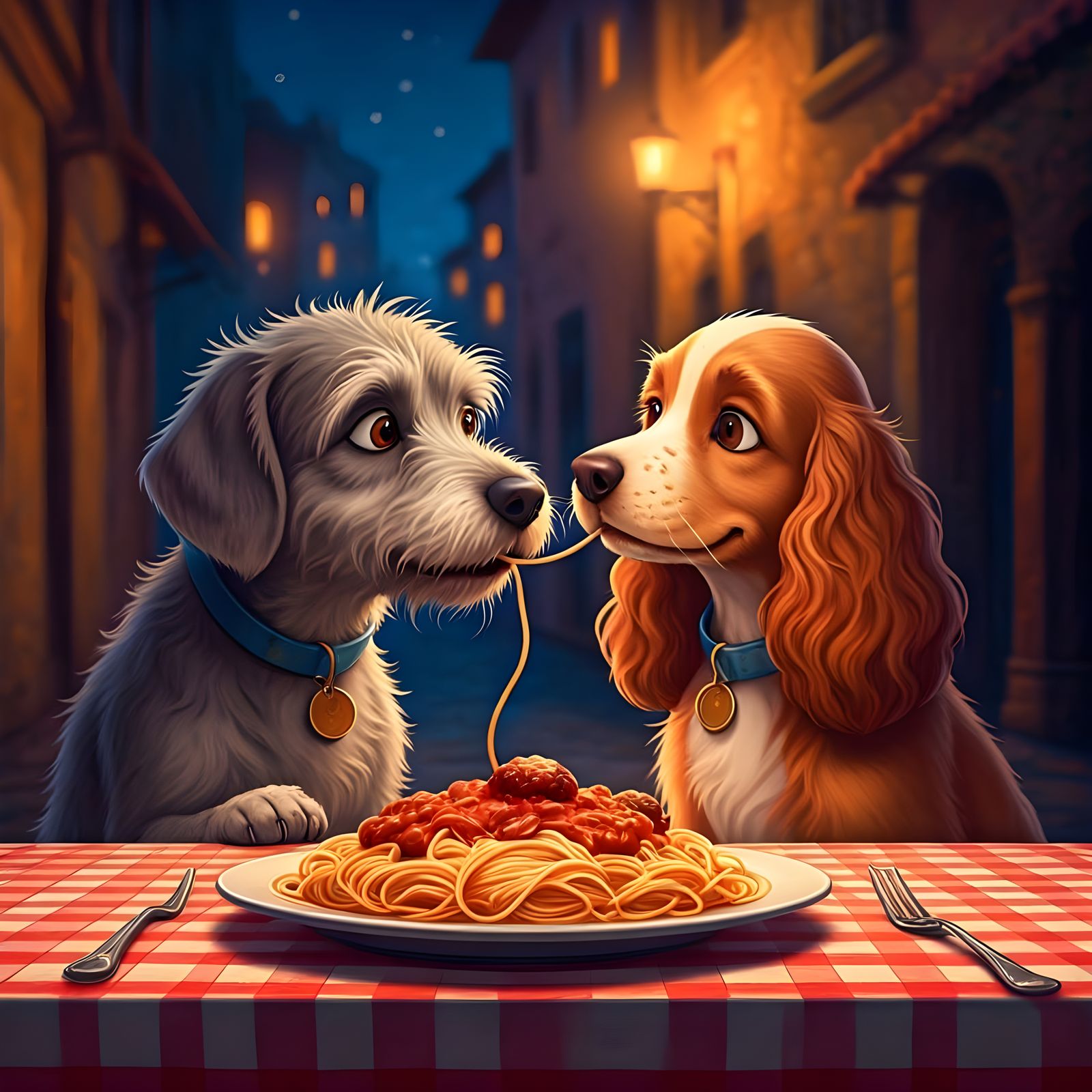 Romantic Italian Evening with Adorable Canine Couple