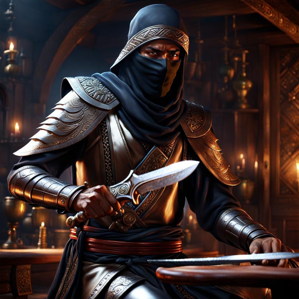 Tuareg Warrior with Knife: Hyperrealistic Anime Art