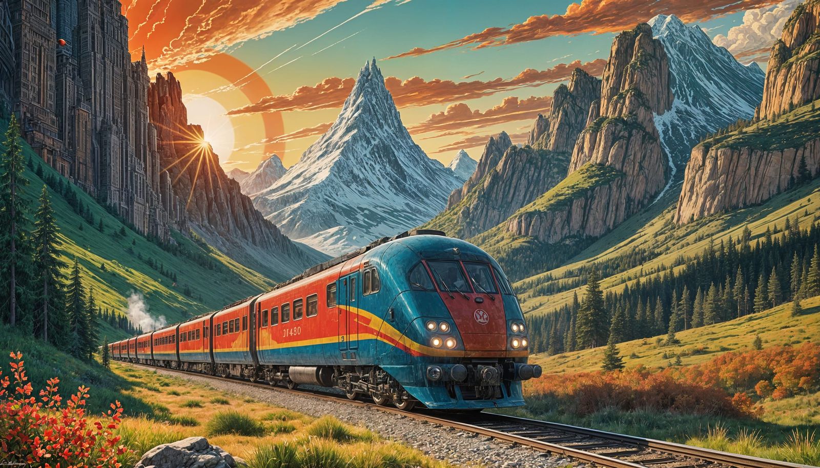 Atomic Train USSR in Retro-Futuristic Style
