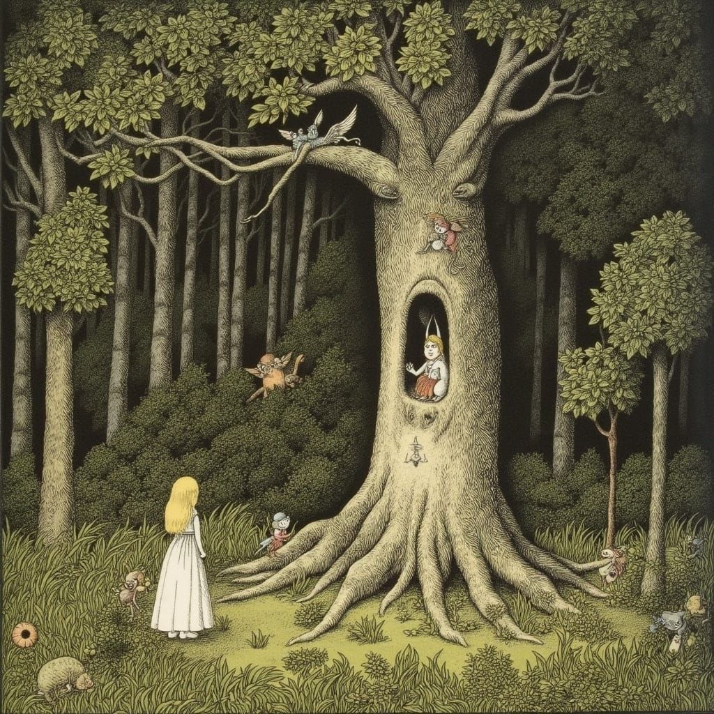 Cute Sinister Critters Follow Woman in Forest