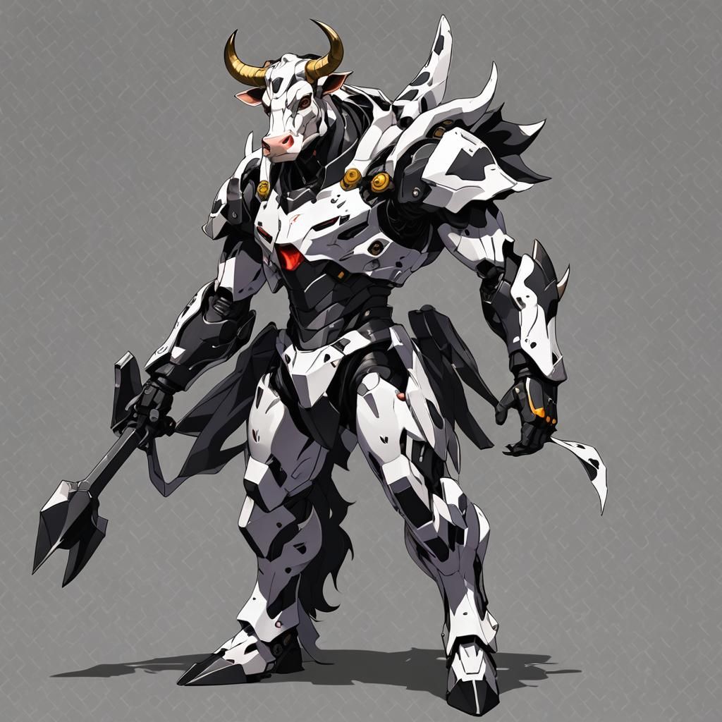 Anime Cow Overlord Portrait on Transparent Background