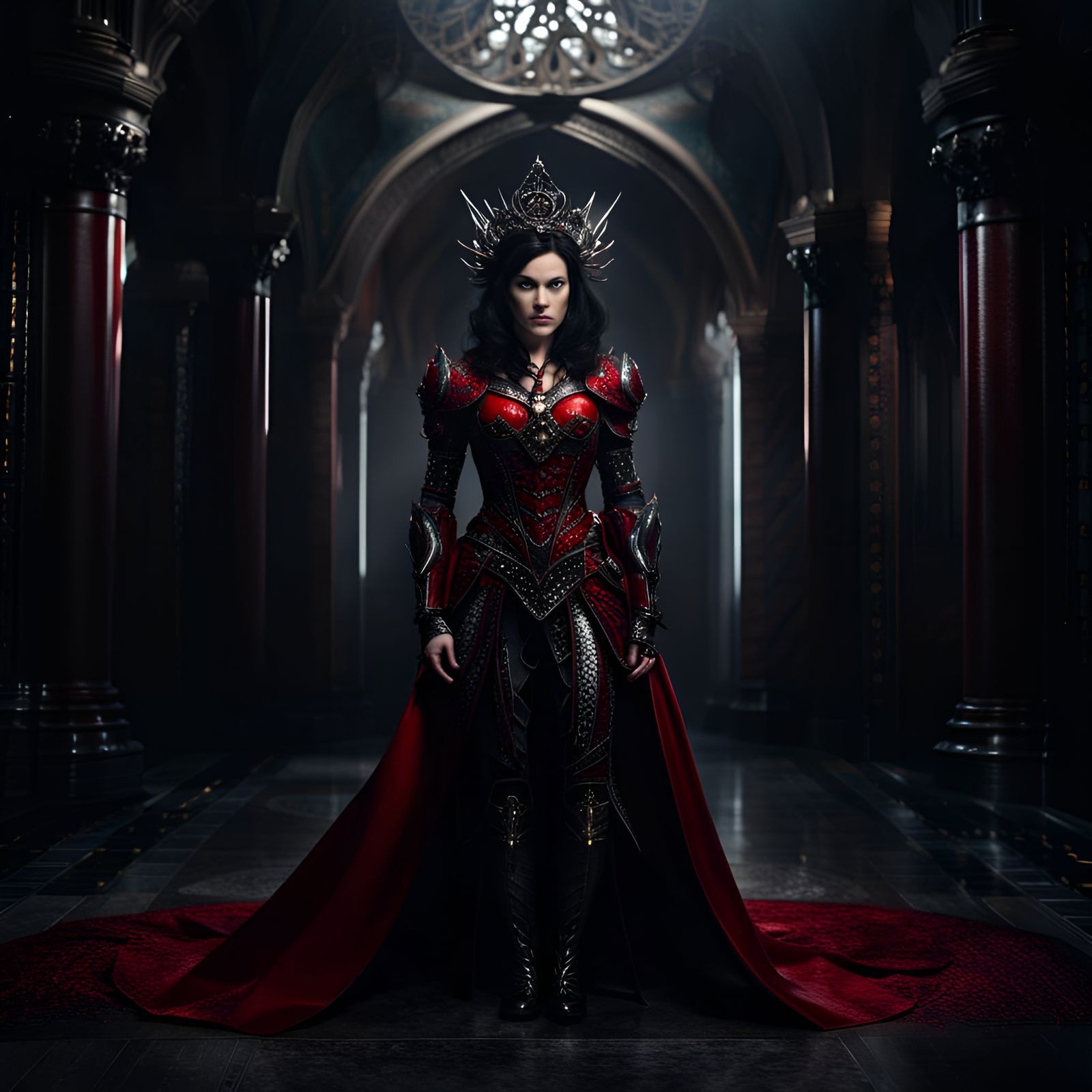 Evil Queen in Red and Black Armor