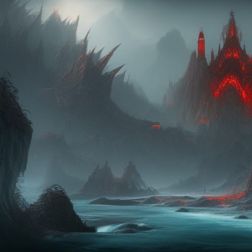 Blood River: Detailed Matte Painting in Deep Color