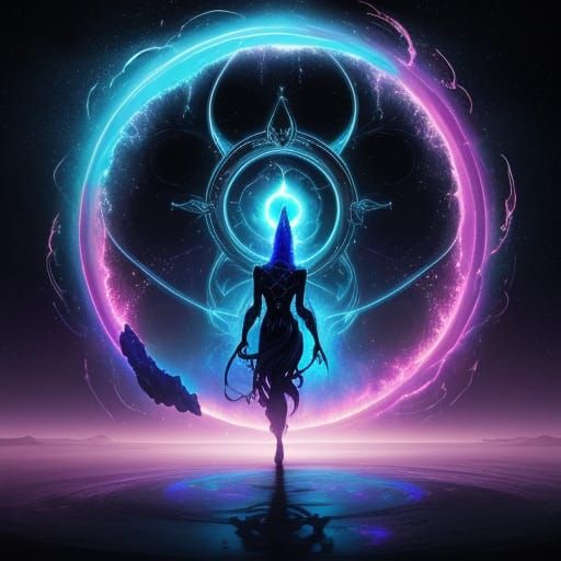 Cosmic Portal Unfolds With Lone Figure Stepping Through