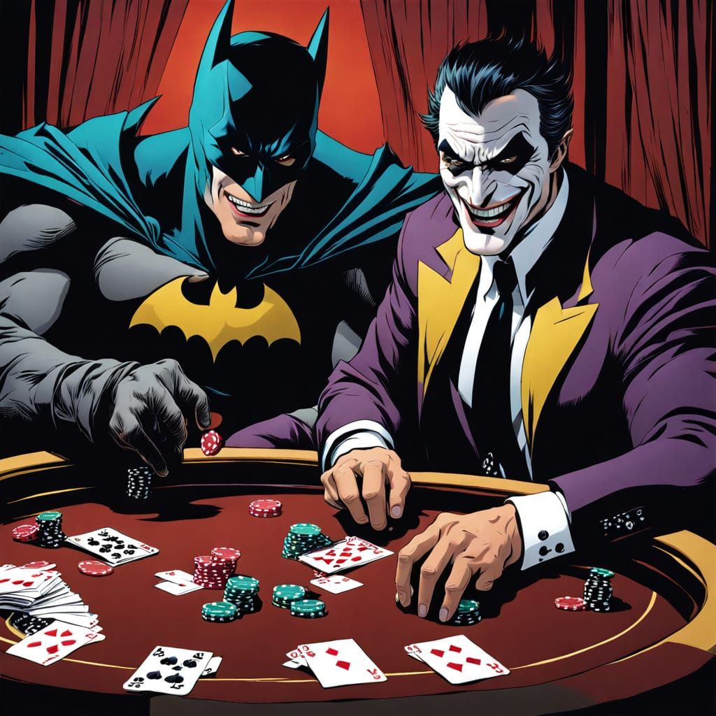 Batman and Joker Play Poker in Smoky Casino