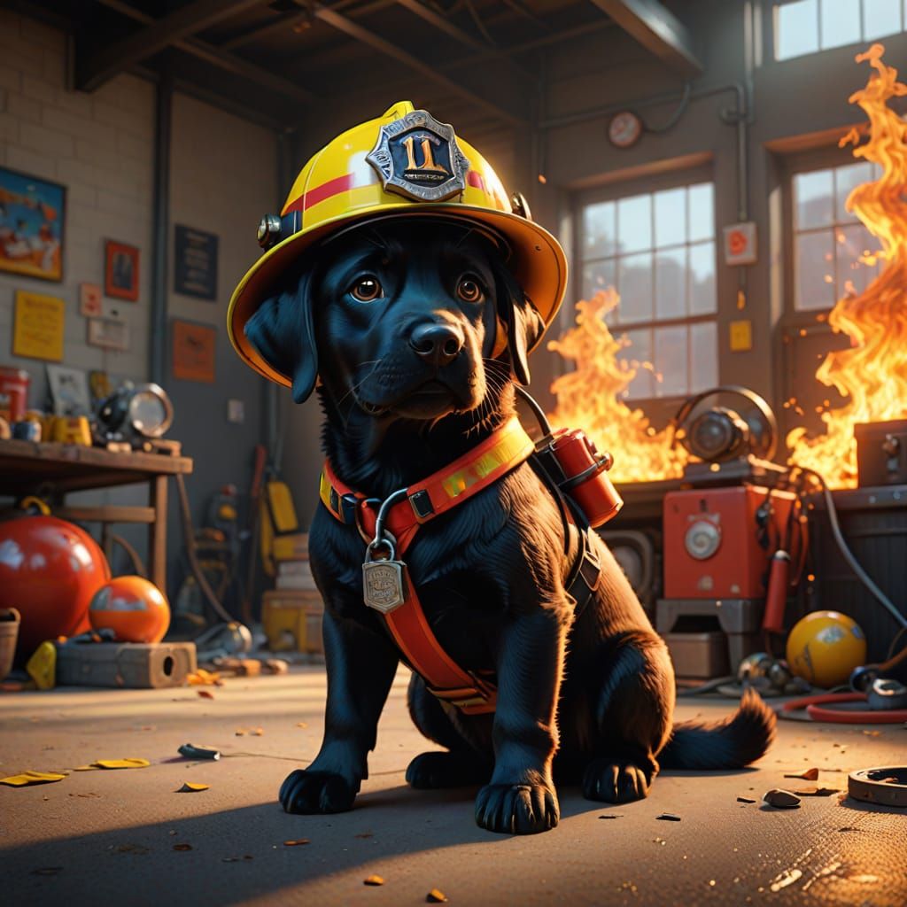Pixar-Inspired Firefighter Plays with a Loyal Dog in a Vibra...