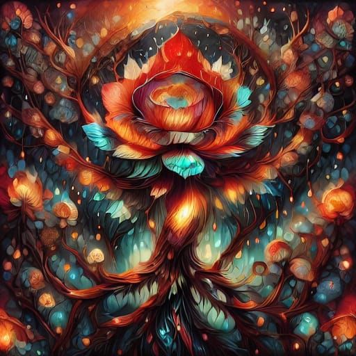 Joyful Woman Celebrating Christmas in Art Nouveau Style