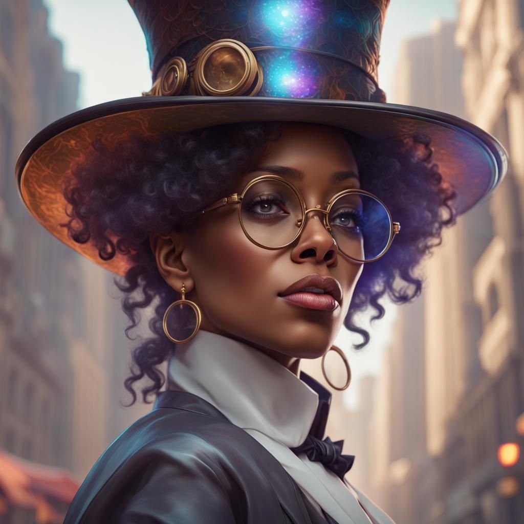 Model with Top Hat: Hyperdetailed Artgerm-Inspired Portrait