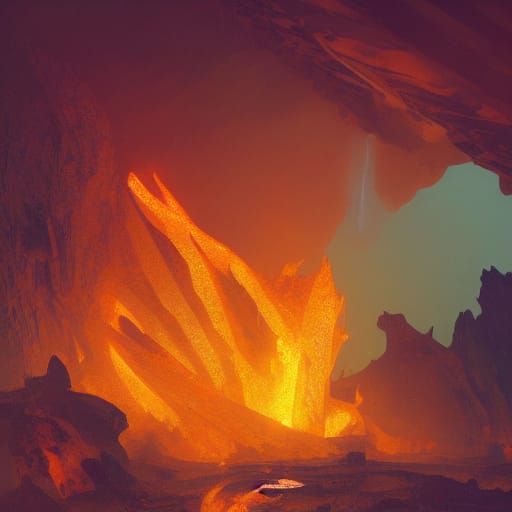 Desert Cabin Ablaze with Lava and Lightning