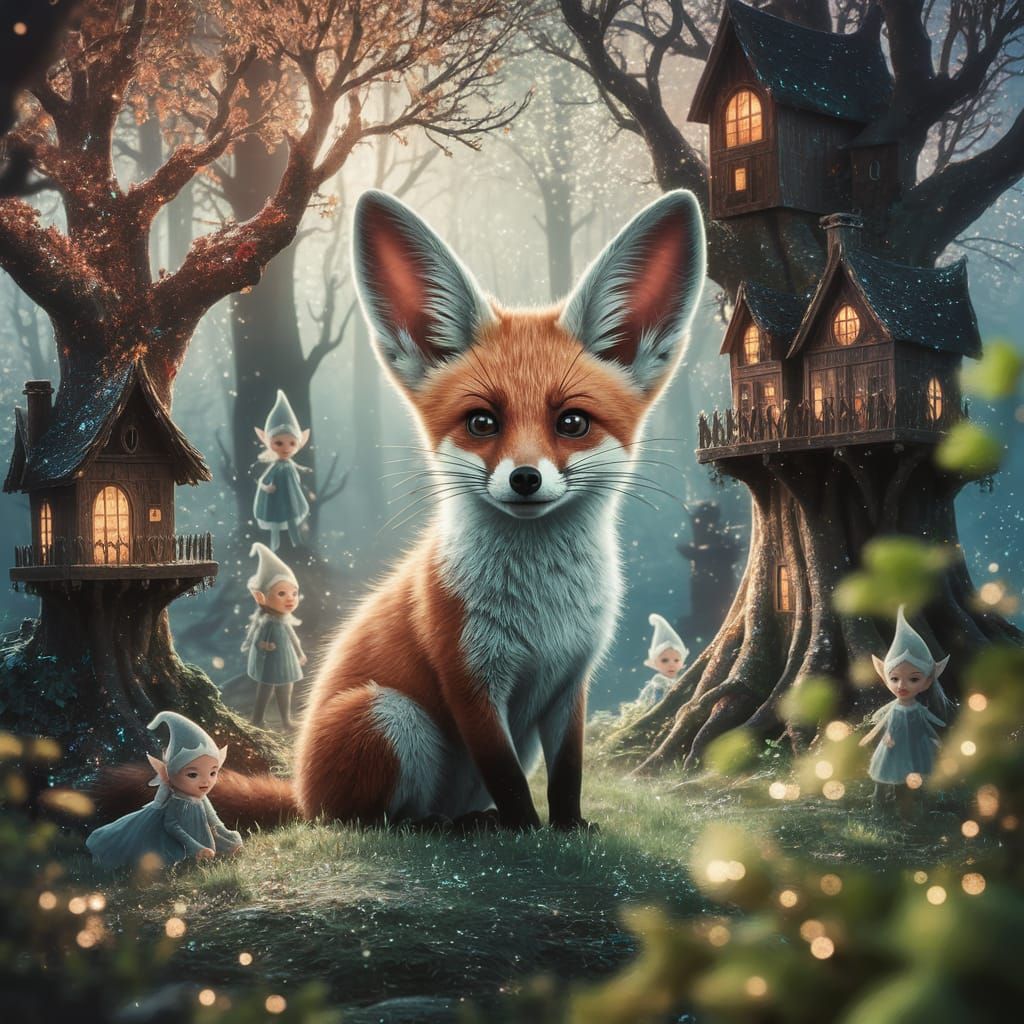 Whimsical Forest Scene in Photorealistic Style