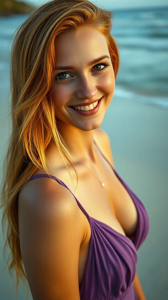 Ethereal Beach Goddess in Cinematic Film Style