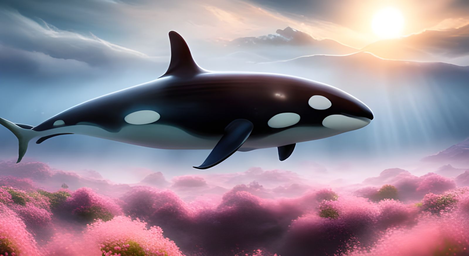 Killer Whale Underwater: Detailed Fantasy Concept Art