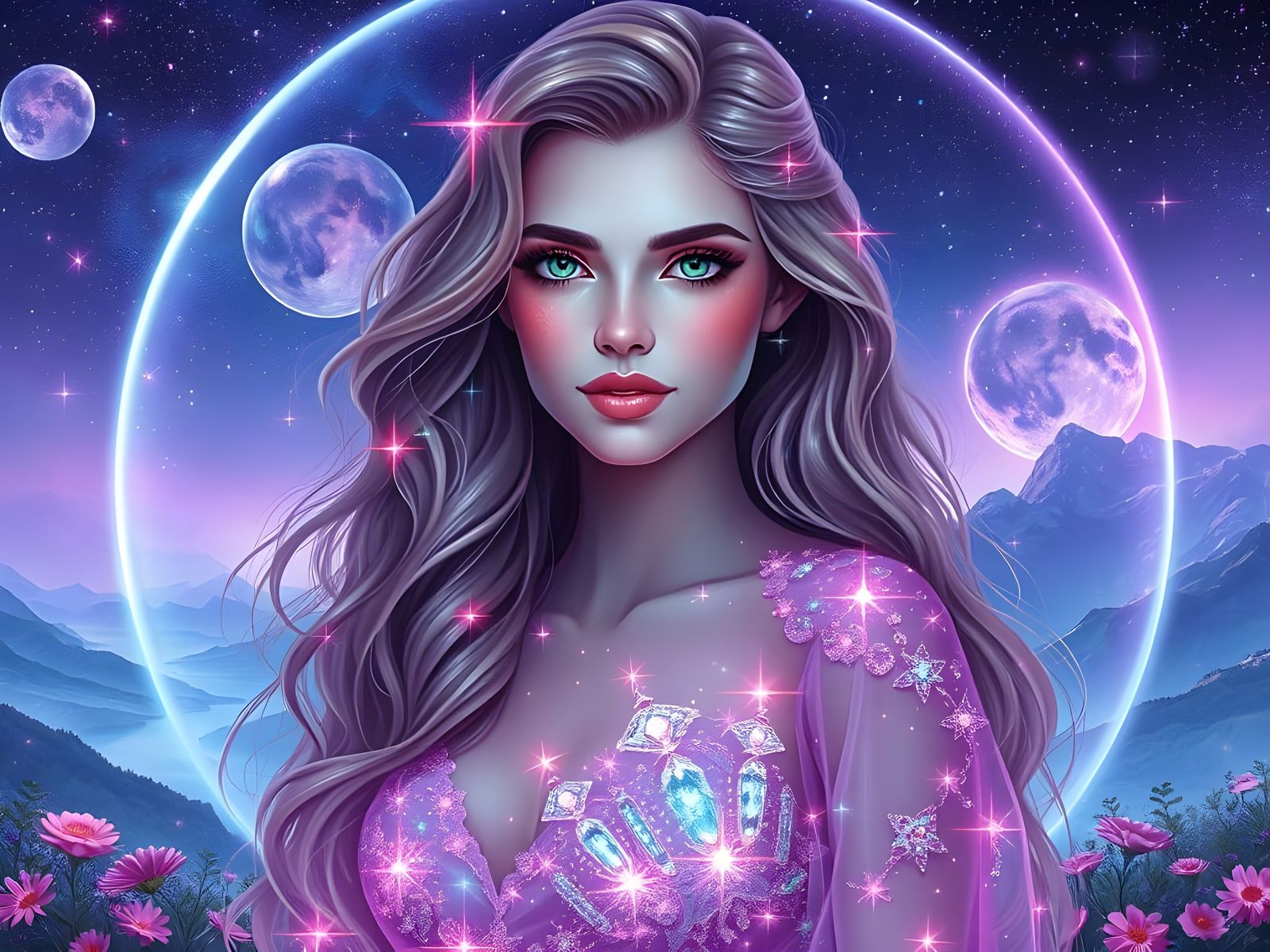 Stellar Goddess Radiates Cosmic Beauty