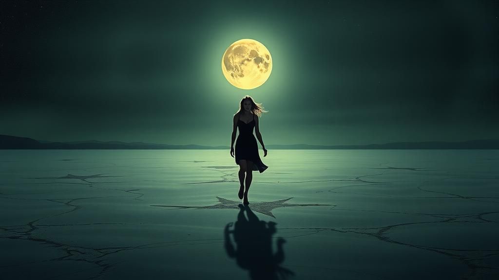 Eerie Dreamscape: Woman in Surreal Landscape