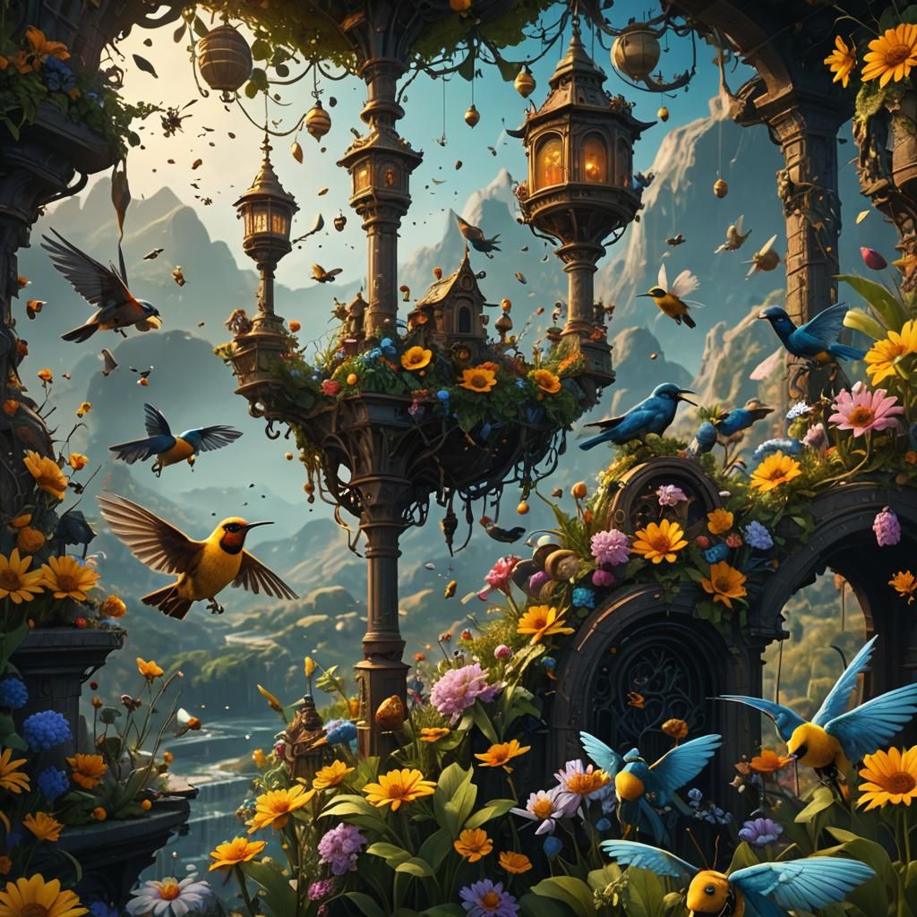 Birds and Bees: Detailed Fantasy Concept Art