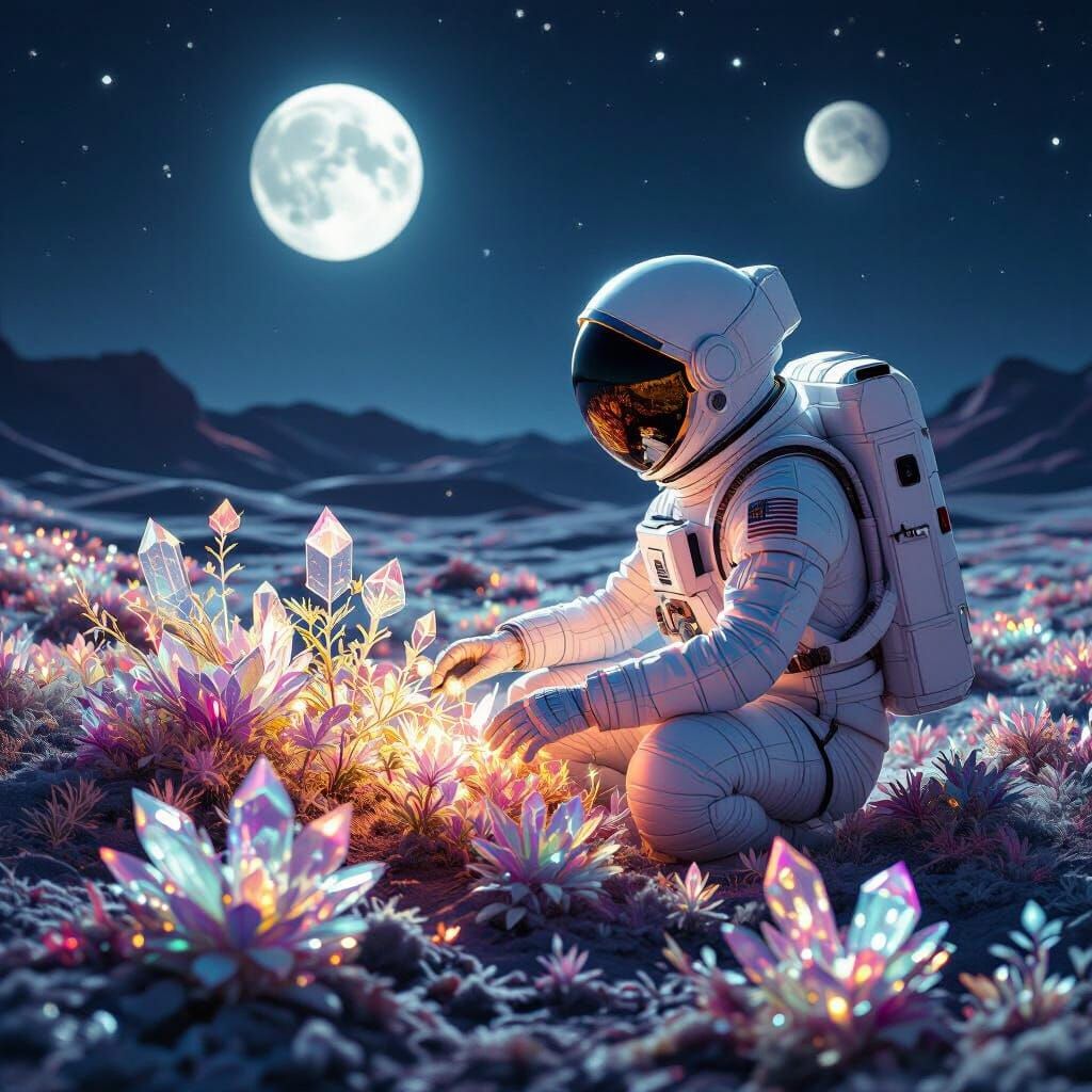 Astronaut Tends Crystalline Garden on Alien Planet in Fiber ...