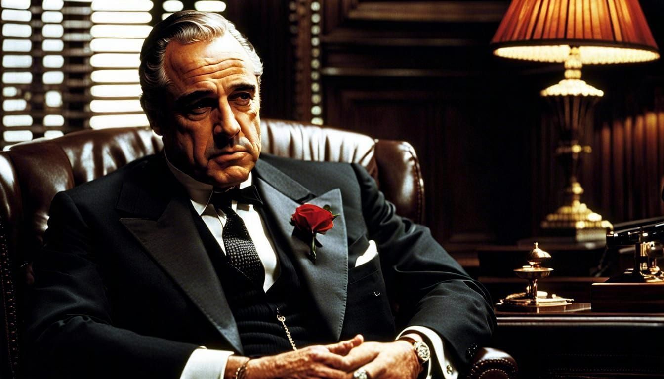 Don Corleone in His Office: A Photorealistic Scene