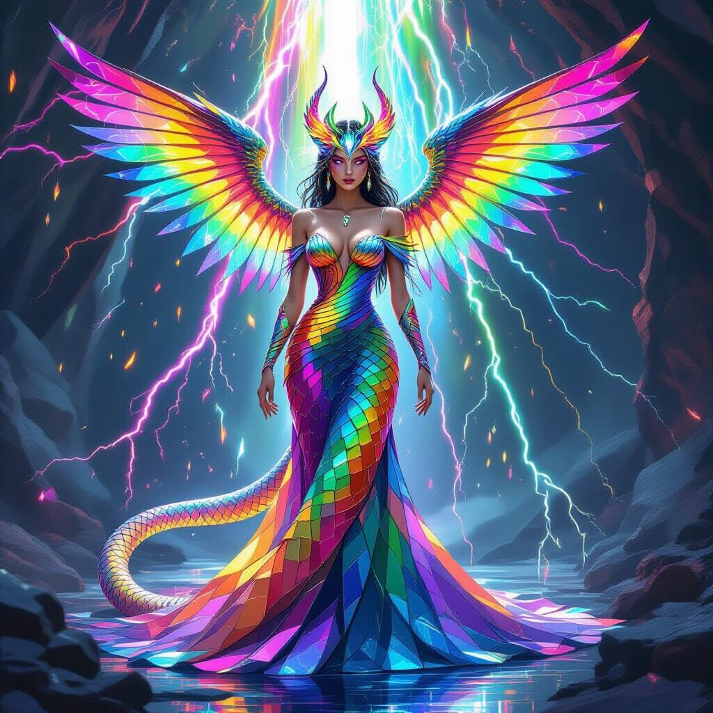 Prism Serpent Queen in Hyper-Realistic Fantasy Style