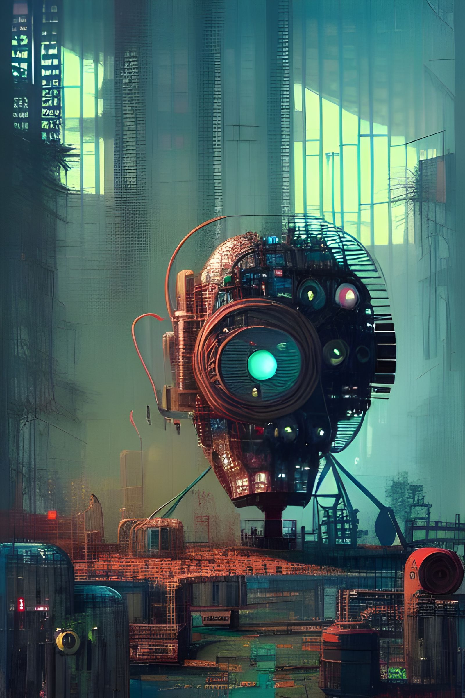 Afro Punk Cyberborg Scientist in Cyberpunk Style