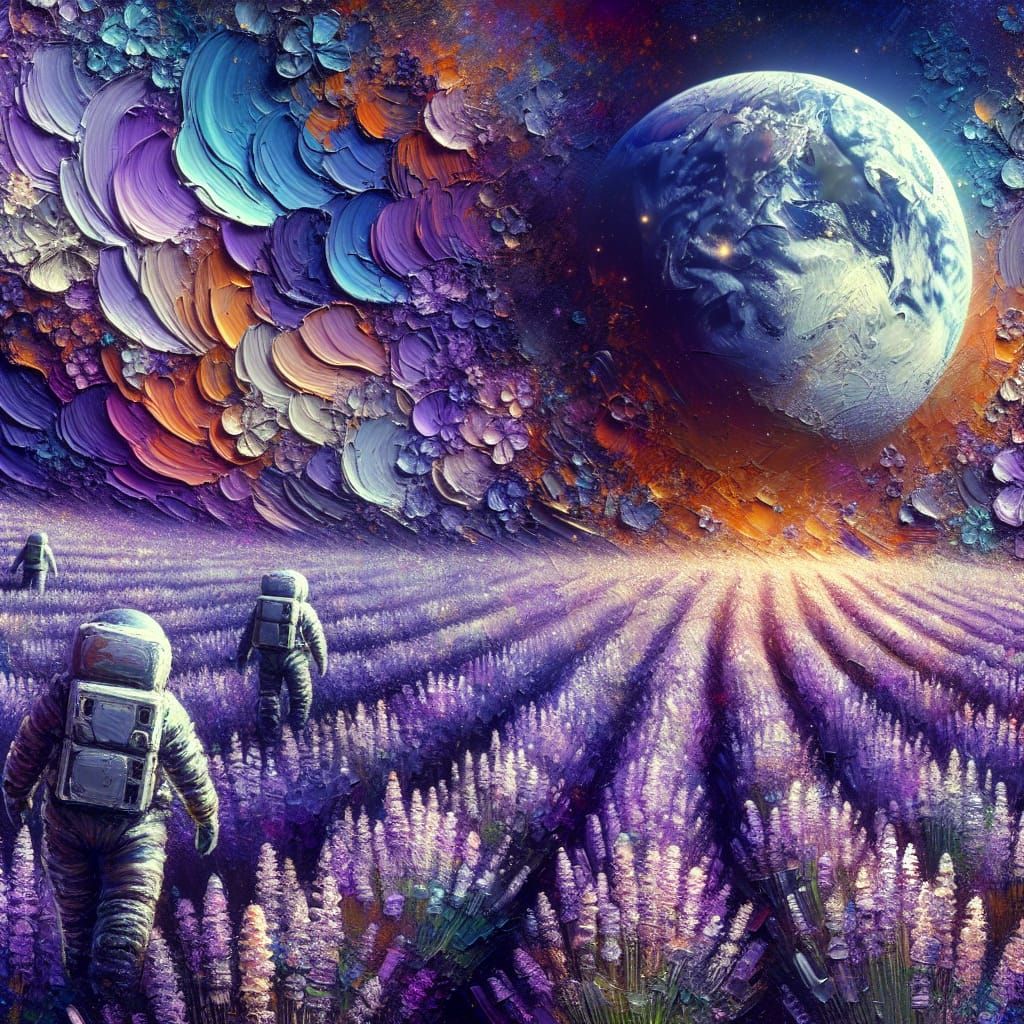 Lavender Moonfield in Vibrant Oil Paint and Texture Gel