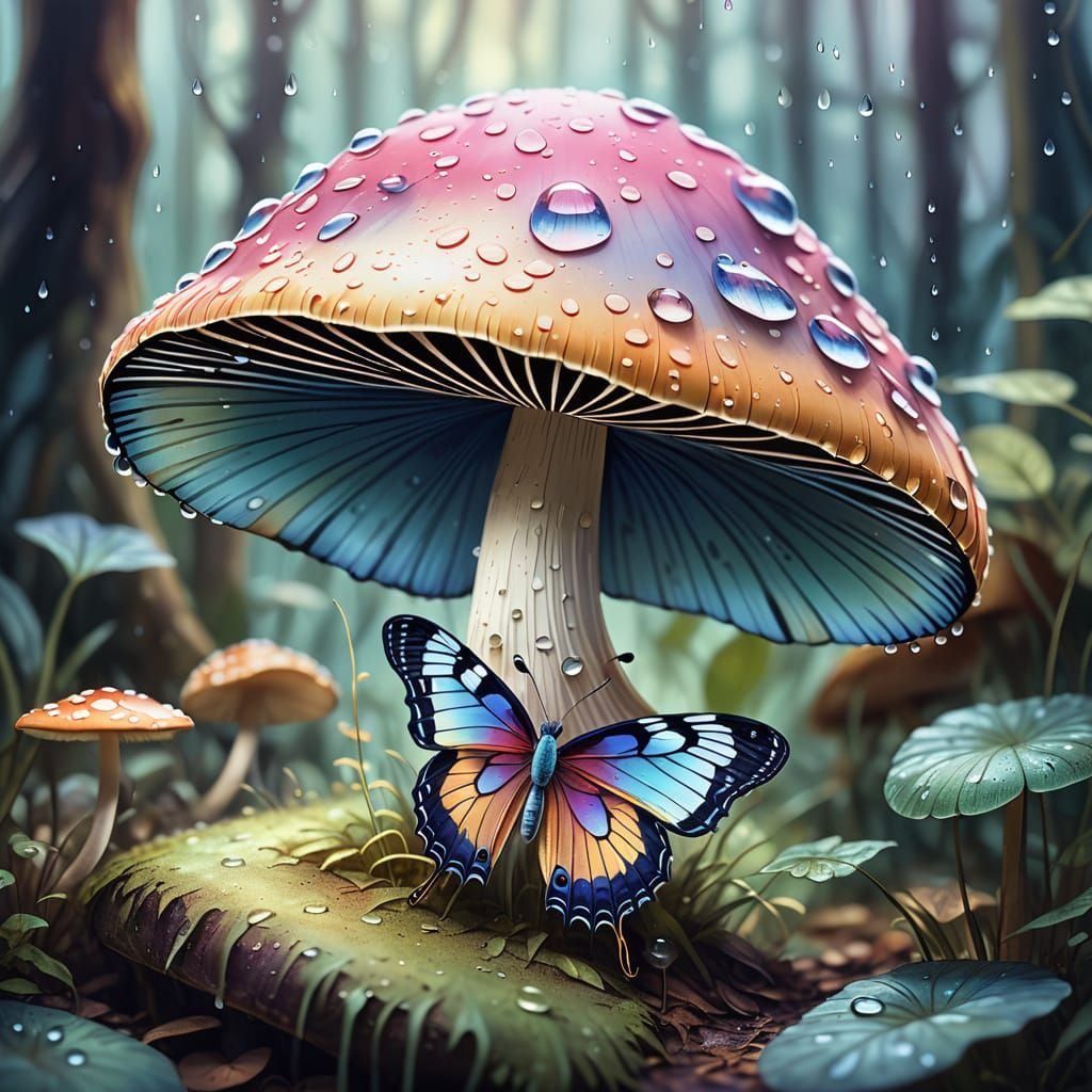 butterfly shelters from the rain