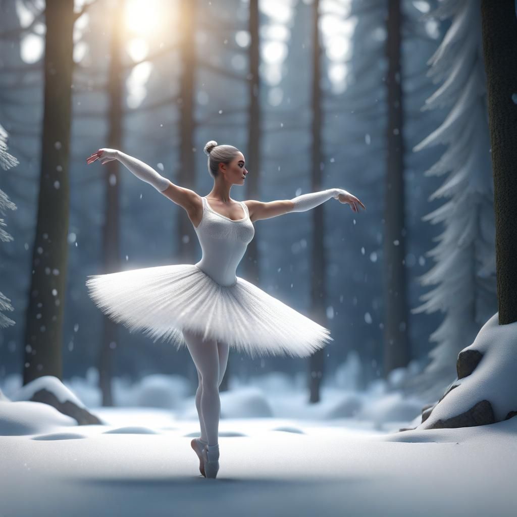 Ballerina's Dance in Snow: 3D Game Cinematic